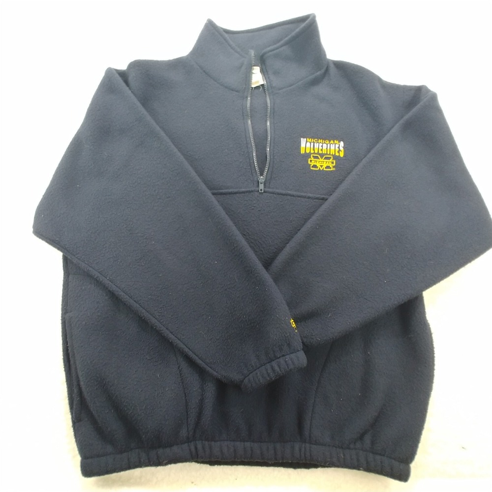 BC Sports Wear Michigan Wolverines 1/4 Zip Fleece Mens Large Pullover Jacket